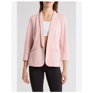 YOGALICIOUS Bentley Scuba Blazer Pink Shawl Collar 3/4 Sleeve Size Medium NWT